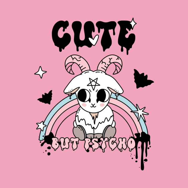 Kawaii Gothic Cute But Psycho Goat by SandiTyche