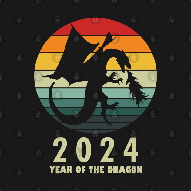 New Year 2024 Year Of The Dragon Retro Vintage Lunar New Year by BoggsNicolas