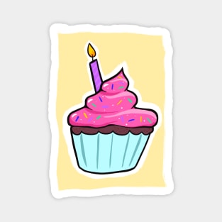 Pink Birthday Cupcake Magnet