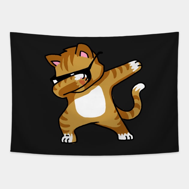 Dabbing Cat Funny Shirt Dab Hip Hop Dabbing Kitten Tapestry by vo_maria