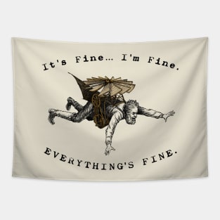 It's Fine I'm Fine Everthing's Fine Vintage Flying Machine Man Tapestry