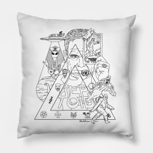 Skeptoid Podcast Conspira-Tee (Black/Transparent) Pillow