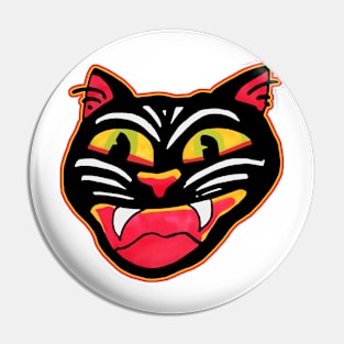 Vintage Cat Halloween Art Design Pin