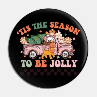 Tis the season to be jolly Farm Christmas Tree Ugly Xmas Sweater Pin