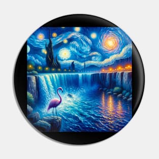 Flamingo Walking Under Water Pin