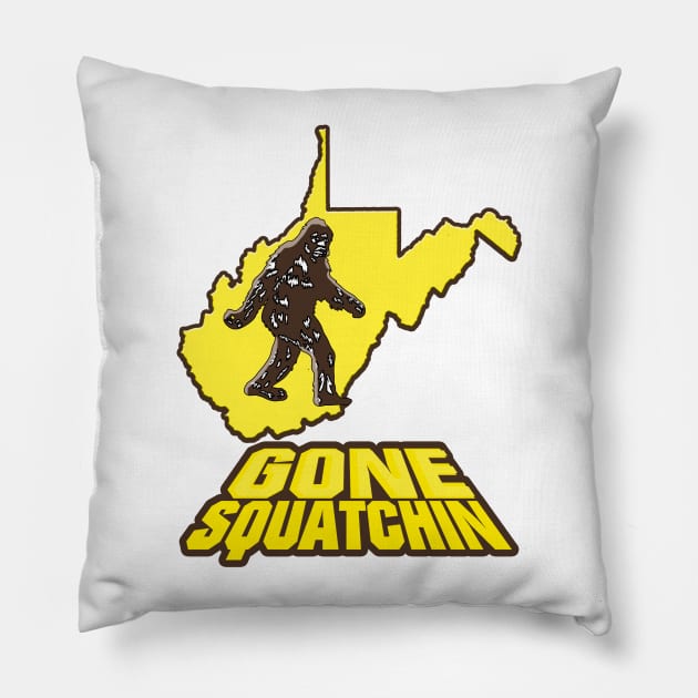 Gone Squatchin WV Pillow by theartofron