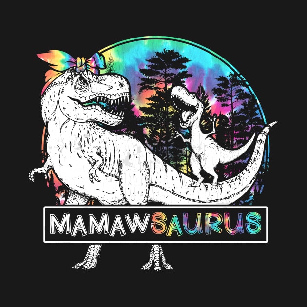 Mamaw Saurus Funny Dino Tie Dye Bandana Mother's Day by for shop