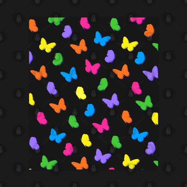 Multi Colour Butterflies with Black Background by OneThreeSix