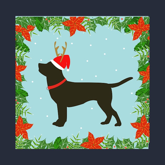 Black Labrador with Santa hat by designInk