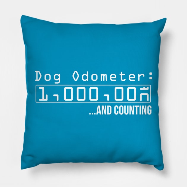 Dog Odometer 1,000,000 and counting - Dark Shirt Version Pillow by Inugoya