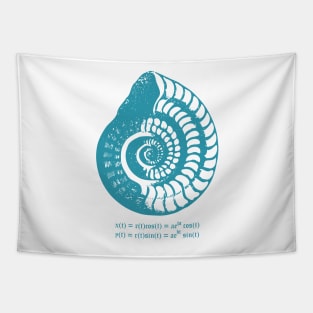 Spiral Shell with Math (blue) Tapestry