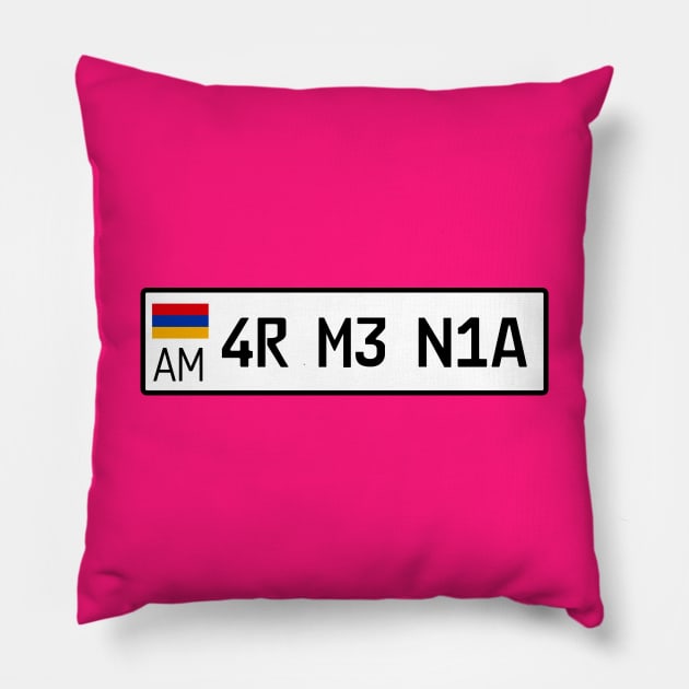 Armenia car license plate Pillow by Travellers