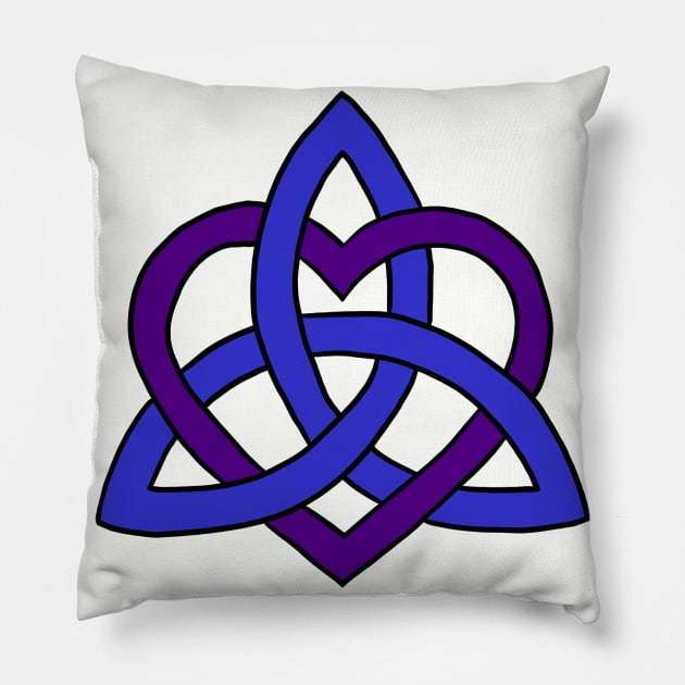 Celtic Knot Heart (Blue and Purple) Pillow by Serene Twilight
