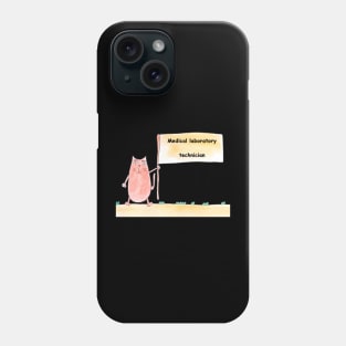 Medical laboratory technician, profession, work, worker, professional, cat, humor, fun, job, humorous, watercolor, animal, character Phone Case