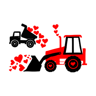 Valentines day Construction Trucks Funny Boys Kids Toddler T-Shirt