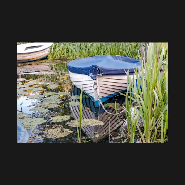 Moored row boat on the Norfolk Broads by yackers1