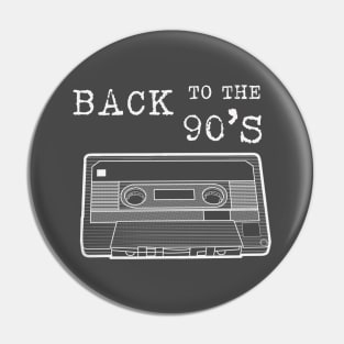 BACK TO THE 90s /white lineart version Cassette Tape Vintage Music Pin