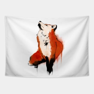 Watercolor fox Tapestry