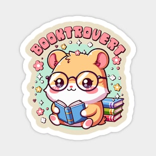 Booktrovert Kawaii Hamster Reading a Book Cute Bookworm Magnet