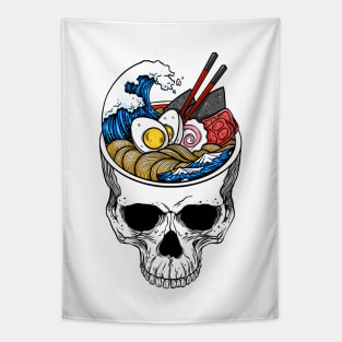 Kawaii Japanese Anime Skeleton Ramen Halloween Tapestry