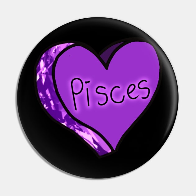 Pisces Amethyst Purple Love Heart Pin by ROLLIE MC SCROLLIE