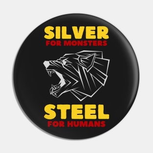 Snarling Wolf - Silver for Monsters - Steel for Humans - Colors - Fantasy Pin