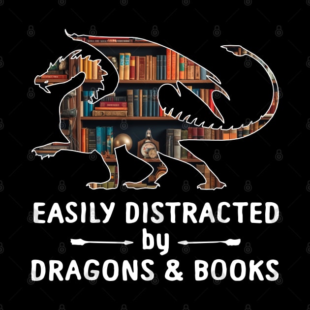 Imaginative Escapes Dragon Cartoon  Easily Distracted By Dragons & Books by Silly Picture