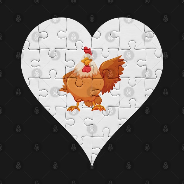 Jigsaw  Hen Heart Design - Farm Animals Hen by giftideas