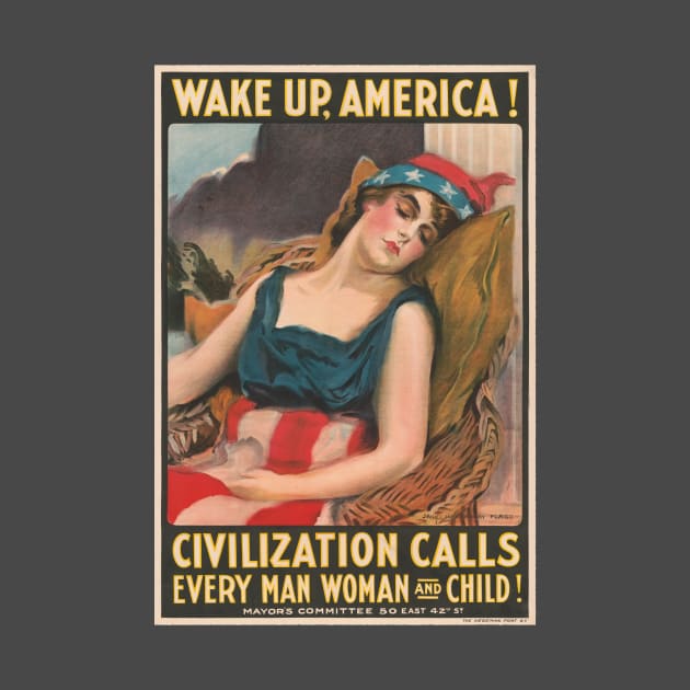 1917 NYC Wake Up America Day WWI Poster by J.M. Flagg by MatchbookGraphics