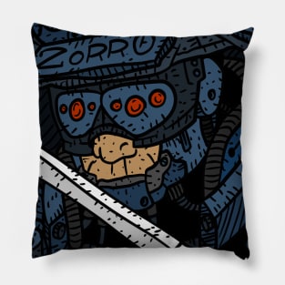 cyberpunk zorro, sci fi cyborg. masked vigilante from the future. Pillow