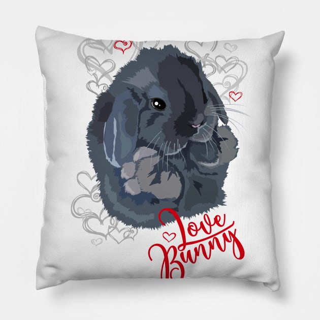 Valentines day (love Bunny) Pillow by BOEC Gear