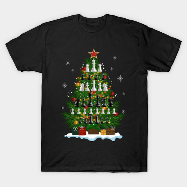 Chess Christmas Tree Lights Funny Chess Lover Player Holiday - Chess Christmas Tree Lights - T-Shirt