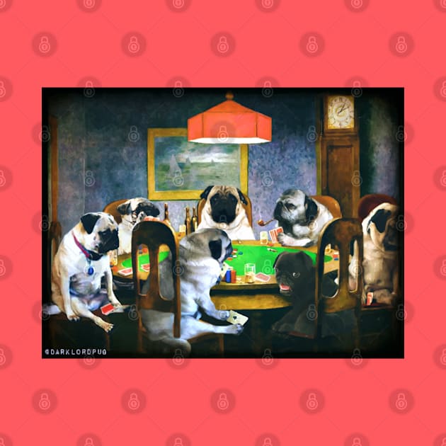 Pugs playing poker by darklordpug