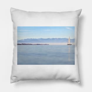 Sailing in November - Lake Constance, Germany Pillow