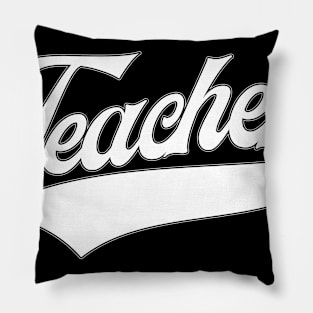 Teacher Script 2 White Font Pillow