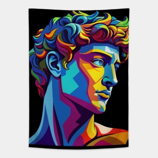 Head of Michelangelo's David in pop art style Tapestry