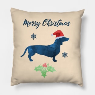 Christmas Dachshund Art Pillow