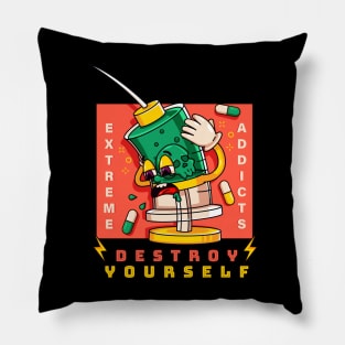 Destroy yourself, depression syringe cartoon Pillow