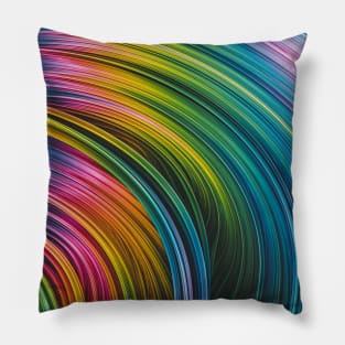 Super Rainbow Strands. Colorful Abstract Art Pillow