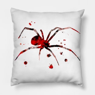 Black Widow Spider Watercolor Painting Pillow