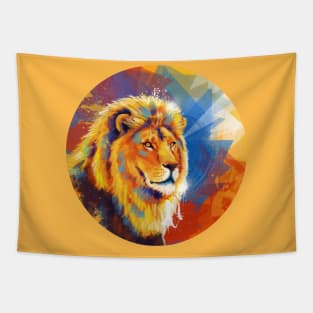 Majesty - Lion portrait colorful animal painting Tapestry