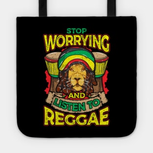 Stop Worrying And Listen To Reggae Rastafari Lion Tote