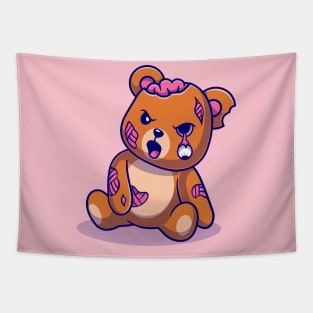 Cute Bear Zombie Cartoon Tapestry