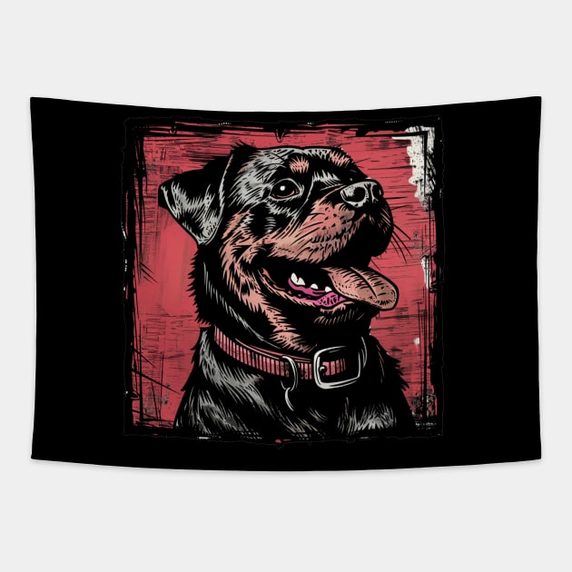 Retro Art Rottweiler Dog Lover Tapestry by June Sixteen