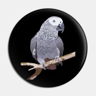 African Grey Parrot Pin