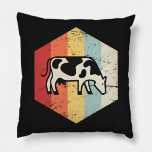 Retro Vintage Cattle Cow Farmer Icon Pillow