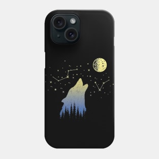 Wolf Howling at Stars Constellations and Moon Gift Phone Case