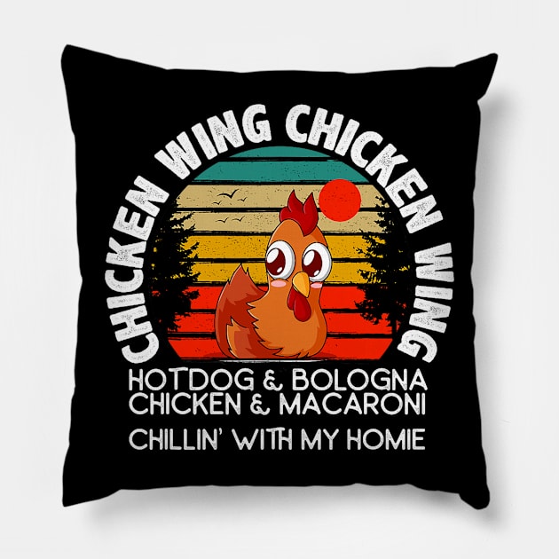 Chicken Wing Chicken Wing Hot Dog Bologna Macaroni Pillow by Mitsue Kersting