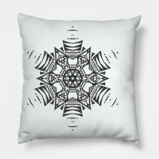 19C Unique Black White Abstract Mandala Pillow