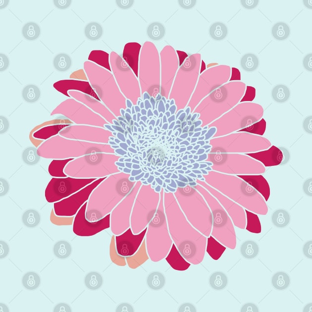 Painted Daisy Flower in Pink and Blue Graphic by ellenhenryart